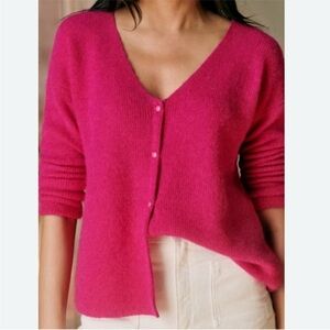 Sézane Barry Cardigan in Fuchsia - Button-Up